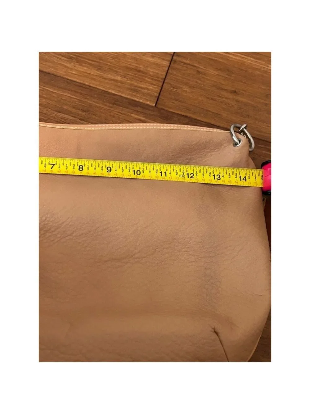 MAXX New York Tan Leather Hobo Handbag Camel Shoulder Bag Silver Hardware